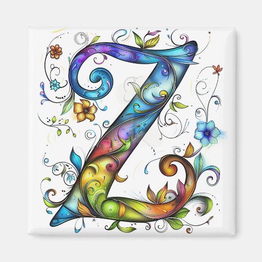 Whimsisches Monogramm Z Magnet (Vorne)