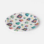 Whimsisches Monster Pattern Kinder's Geburtstagspa Pappteller (Schrägansicht)