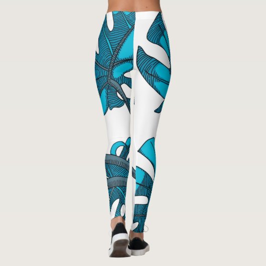 Whimsisches Monsterablatt-Design Leggings (Rückseite)