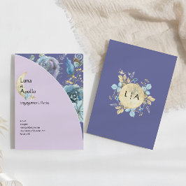 Whimsisches Moon Lila Engagement Partei Einladung