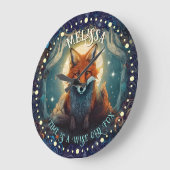 Whimsisches Moonlit Fox Wall Clock AI Art Design Große Wanduhr (Winkel)