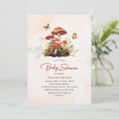 Whimsisches Mushroom Wasserfarbe Babydusche Einladung (Stehend Vorderseite)