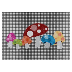 Whimsisches Mushrooms Glas-Schneidebrett Schneidebrett