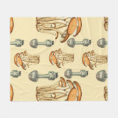Whimsisches Muster eines Pilzes Fleecedecke (Vorderseite (Horizontal))