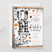 Whimsisches Muster Halloween Mashup 1. Geburtstag Einladung (Vorderseite)