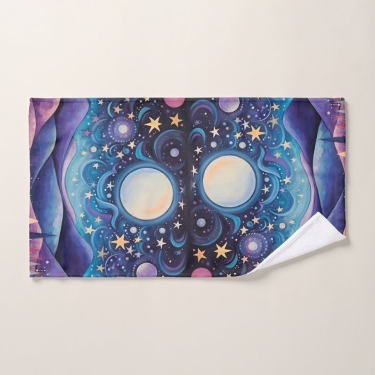 Whimsisches Nachtleben Big Moon Landschaft Badhandtuch Set (Handtuch)