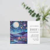 Whimsisches Nachtleben Big Moon Landschaft Geburts Einladungspostkarte (Stehend Vorderseite)