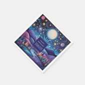 Whimsisches Nachtleben Big Moon Landschaft Geburts Serviette (Ecke)