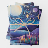 Whimsisches Nachtleben Big Moon Landschaft Geschenkpapier Set (Beispiel)