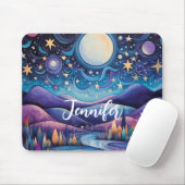 Whimsisches Nachtleben Big Moon Landschaft Mousepad (Mit Mouse)