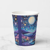 Whimsisches Nachtleben Big Moon Landschaft Pappbecher (Rückseite)
