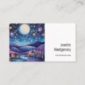 Whimsisches Nachtleben Big Moon Landschaft Visitenkarte (Vorderseite)