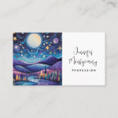 Whimsisches Nachtleben Big Moon Landschaft Visitenkarte (Vorderseite)