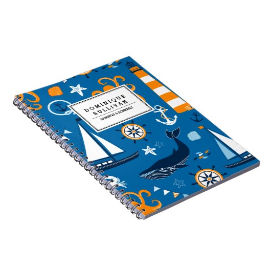 Whimsisches Nautical Scene Muster Personalisiert Notizblock (Rechte Seite)