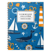 Whimsisches Nautical Scene Muster Personalisiert Notizblock (Vorderseite)