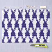 Whimsisches Navy Blue & White Bunny Rabbit Muster Seidenpapier (Handwerk)