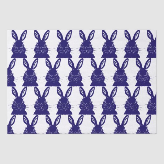 Whimsisches Navy Blue & White Bunny Rabbit Muster Seidenpapier (Vorderseite)