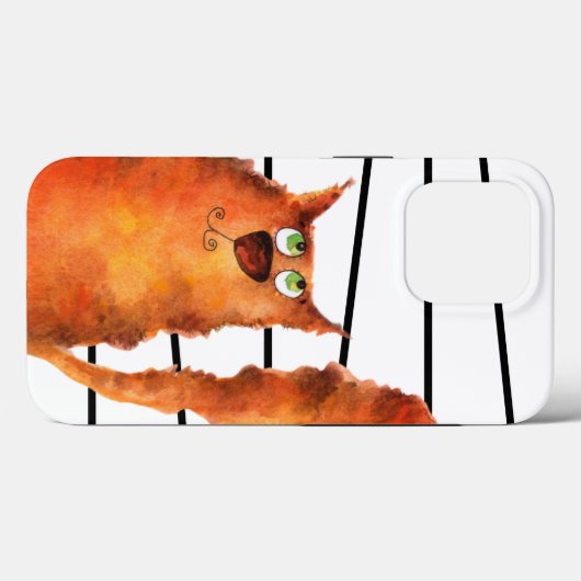 Whimsisches, neugieriges Katzen auf Streifenmuster Case-Mate iPhone Hülle (Rückseite (Horizontal))