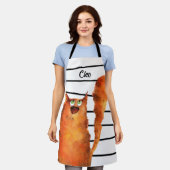 Whimsisches, neugieriges Katzen auf Streifenmuster Schürze (Getragen)