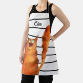 Whimsisches, neugieriges Katzen auf Streifenmuster Schürze (InSitu)