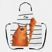 Whimsisches, neugieriges Katzen auf Streifenmuster Schürze (Vorderseite)