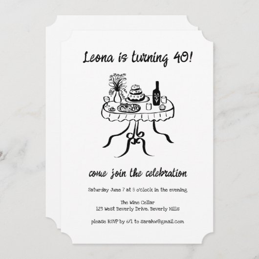 Whimsisches Niedlich Buffet Picnic Custom Geburtst Einladung (Vorne/Hinten)