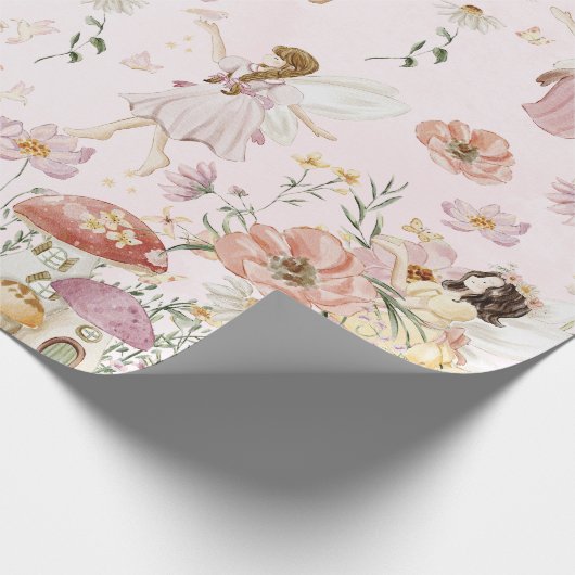 Whimsisches Niedlich Fairies Wildblume Garden Wies Geschenkpapier (Ecke)