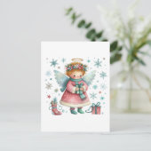 Whimsisches Niedlich Pink und Blauer Weihnachtsgel Postkarte (Stehend Vorderseite)