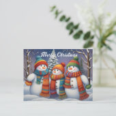 Whimsisches Niedlich Snowmen Postkarte (Stehend Vorderseite)