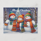 Whimsisches Niedlich Snowmen Postkarte (Vorderseite)
