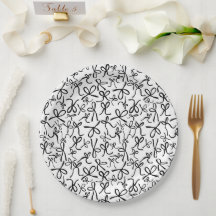 Whimsisches Niedliches B&W Bows Muster Brautparty