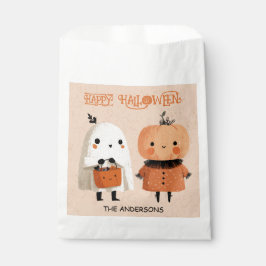 Whimsisches Niedliches Ghost & Pumpkin Wasserfarbe Geschenktütchen