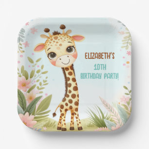 Whimsisches Niedliches Giraffe Geburtstag Kinder P Pappteller
