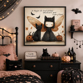 Whimsisches Niedliches Halloween Fairy & Cat Fanta Poster