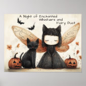Whimsisches Niedliches Halloween Fairy & Cat Fanta Poster (Vorne)