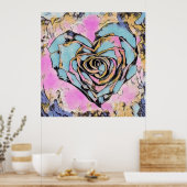 Whimsisches niedliches Herz bunt zeichnend Poster (Küche)