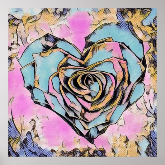 Whimsisches niedliches Herz bunt zeichnend Poster (Vorne)