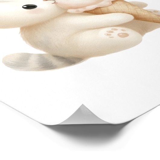 Whimsisches Niedliches Kitten Eating Ice Creme Poster (Ecke)