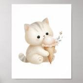Whimsisches Niedliches Kitten Eating Ice Creme Poster (Vorne)
