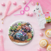 Whimsisches Niedliches Monster Truck Geburtstag Pappteller (Party)