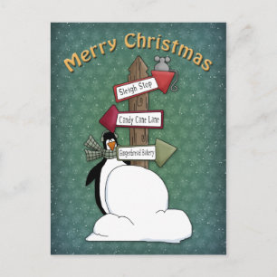 Whimsisches, niedliches Pinguindesign Postkarte