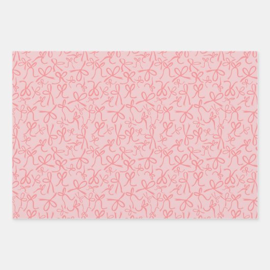 Whimsisches Niedliches Pink Bows Muster Girly Gift Geschenkpapier Set (Vorderseite)