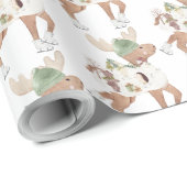 Whimsisches Niedliches Rentier Ice Skaten Weihnach Geschenkpapier (Rolleneckpunkt)