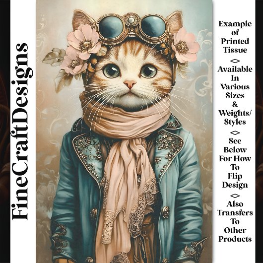 Whimsisches Niedliches Steampunk Cat + Scarf BH2 D Seidenpapier
