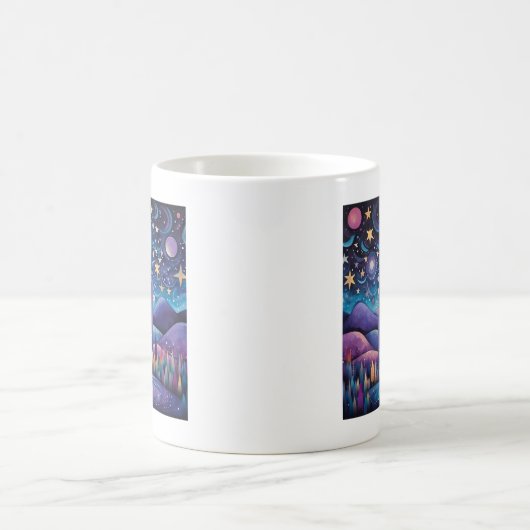 Whimsisches Night Big Moon Landscape Monogramm Kaffeetasse (Mittel)