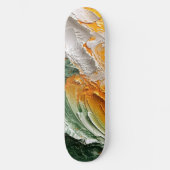 Whimsisches Öl Farbe Weiß Gelb Grün Skateboard (Vorderseite)