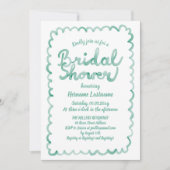 Whimsisches Olive Green QR-Brautparty Einladung (Vorderseite)