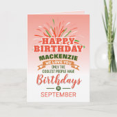 Whimsisches Orange und grüne Coole Feuerwerke Gebu Karte (Vorderseite)