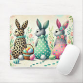 Whimsisches Ostertrio Gemustert Bunnies Mouse Pad Mousepad (Mit Mouse)