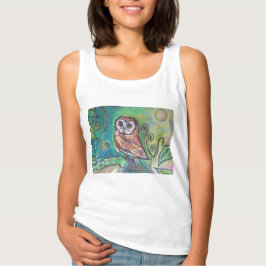 Whimsisches Owl Basic Tank Top Weiß